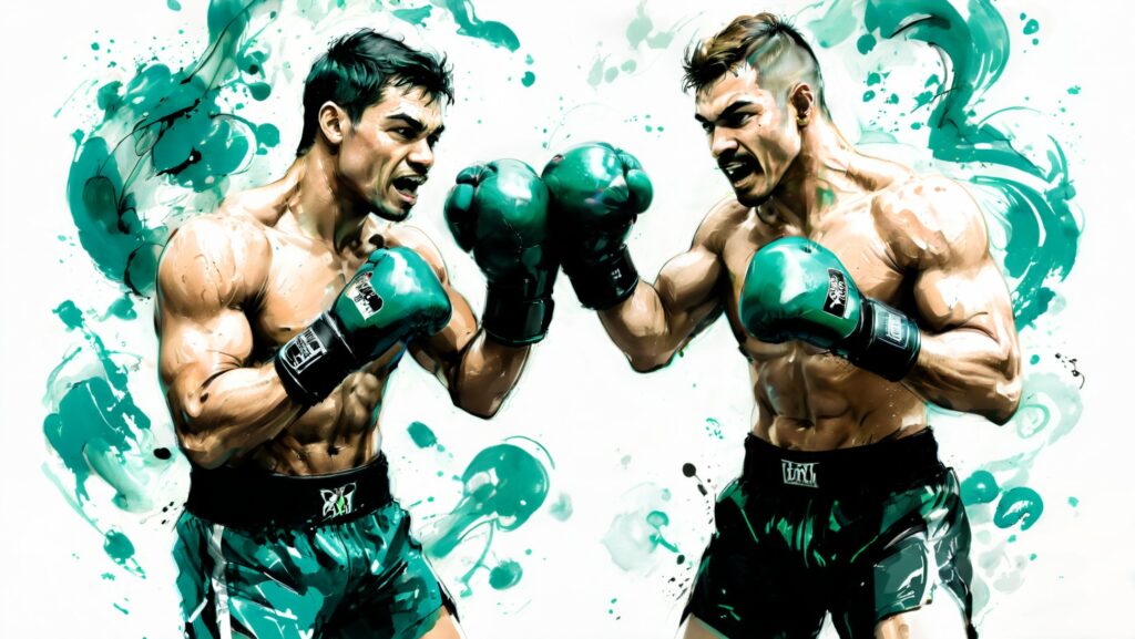 banner graphic pencil drawing of two boxer doing a teamlead sparring, sparring, leadership coaching